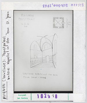 Vorschaubild Avignon: Papstpalast, untere Kapelle in der Tour Saint-Jean, Skizze Schöne 1963 